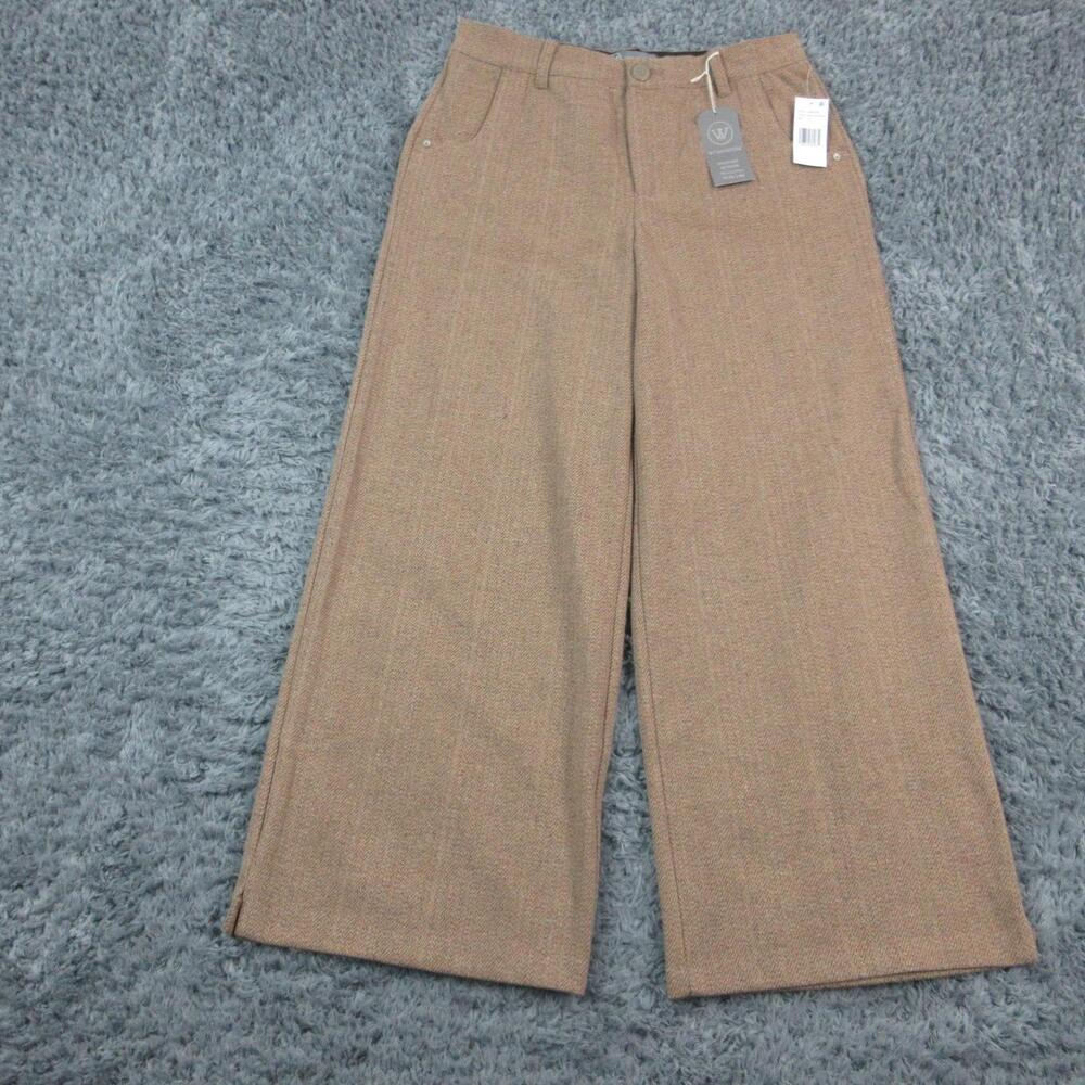 Wit & Wisdom Pants Womens 12 Brown Tweed Whitney Skyrise Wide Leg 33x29.5* NWT